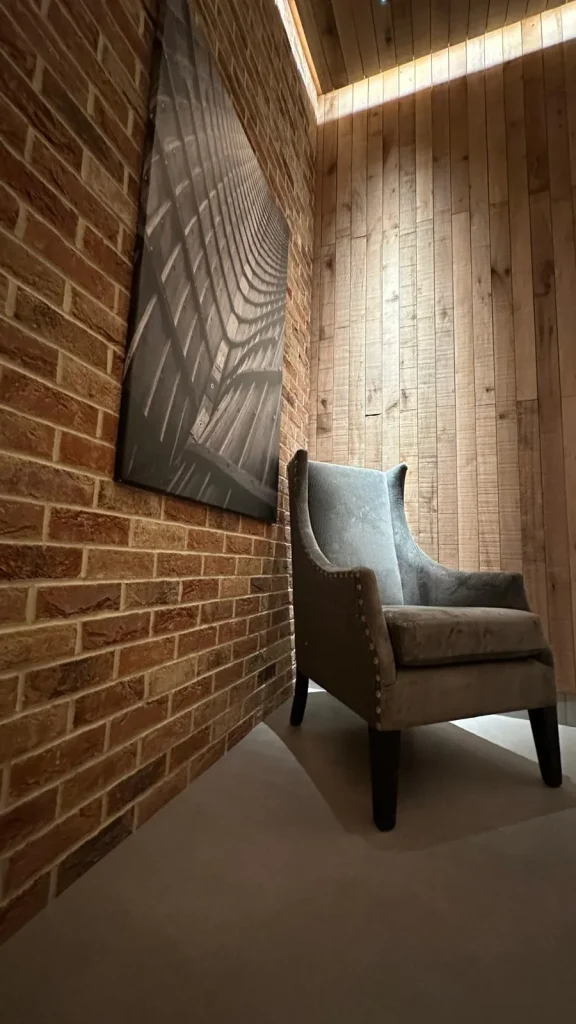 Commercial tiled interior with feature wall