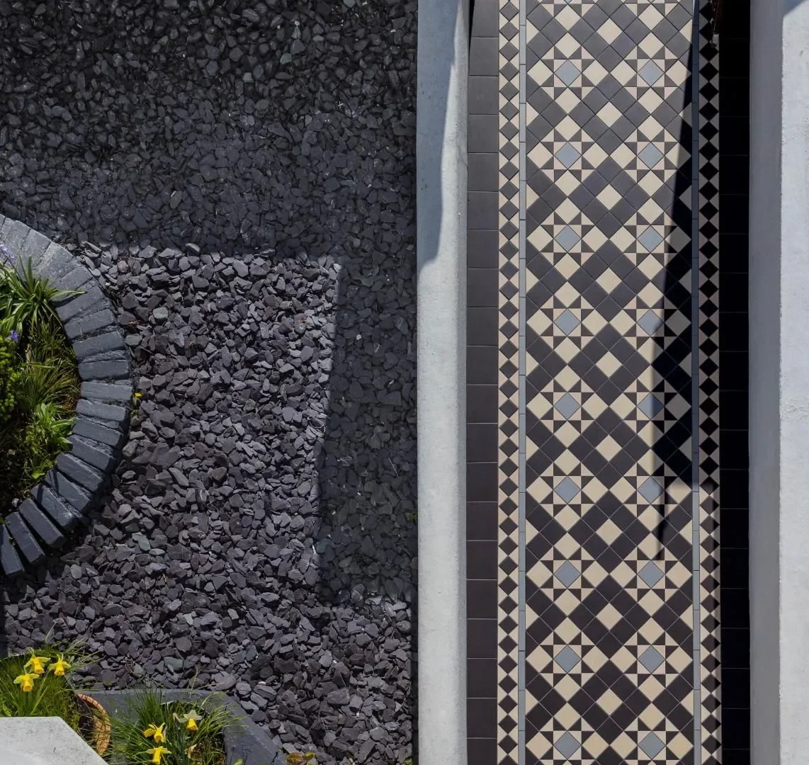 Victorian-style tiled front path