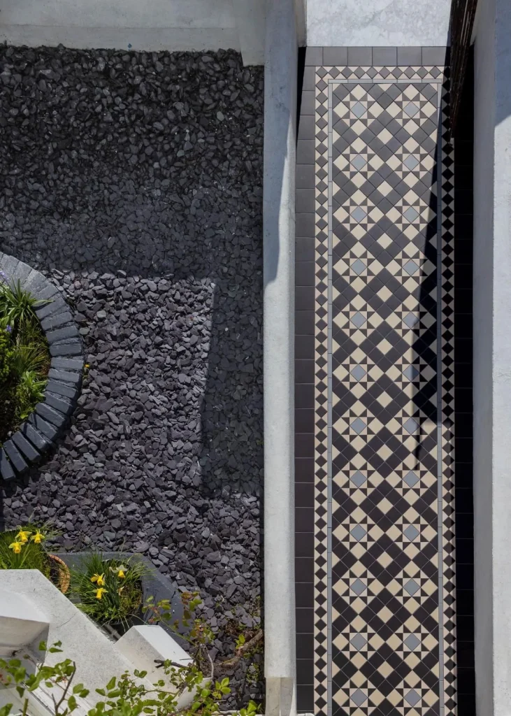 Victorian-style tiled front path