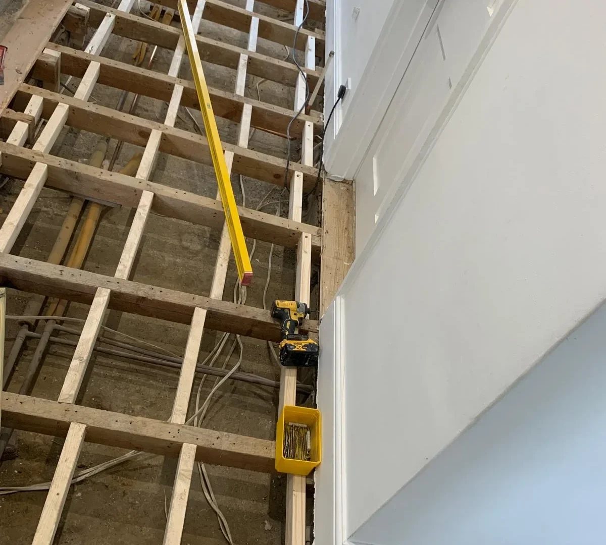 Suspended timber floor preparation before tiling