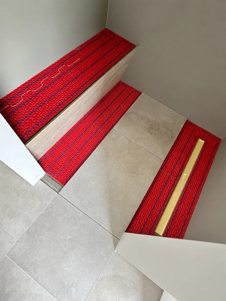 Underfloor heating mat installation before tiling